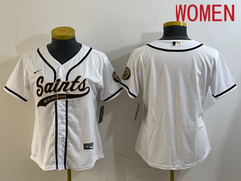 Women New Orleans Saints Blank White Joint Name 2024 Nike Limited NFL Jersey style 1->women nfl jersey->Women Jersey